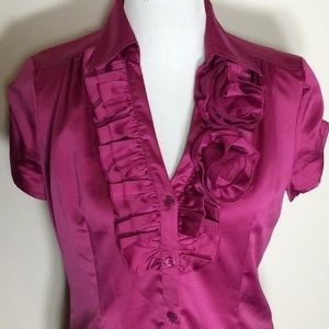 New York & Company Double Rose Satiny Top